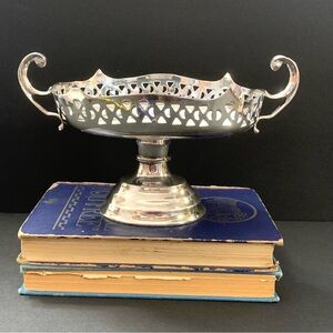 Victorian Style Silver Plate Dish Pedestal Oblong Bowl Imperial Century India